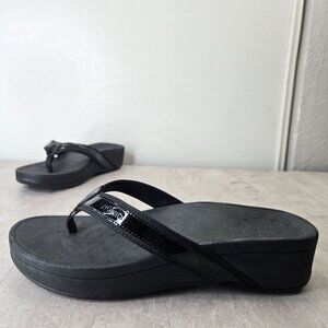 Vionic Platform Thong Sandals Sz 9 Black Open Toe Arch Support Comfort Flip Flop